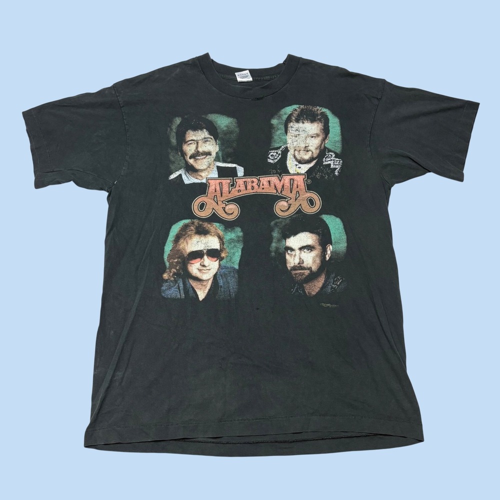 Vintage Alabama Band T-Shirt XL Black 90s Tour Single Stitch Fruit of the Loom